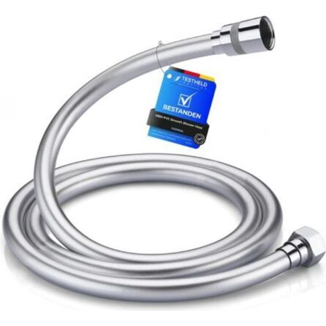 COMPLENTO-G852 Flexible de Douche Universel (G1/2 pouces, 1.5M), Tuyau de Douche Anti-Torsion et Anti-Pliure, PVC/Blanc (1/5)