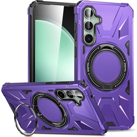 Funda para Samsung Galaxy A15 5G, reforzada para MagSafe con soporte, color morado + cristal 9H (1/5)