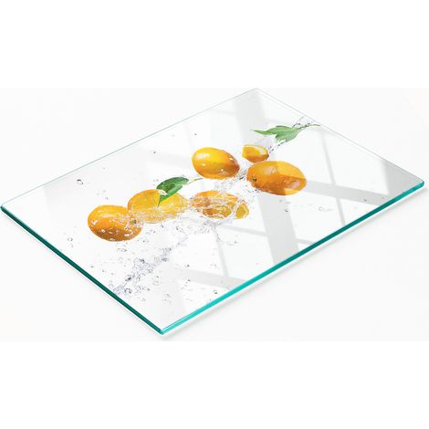 Küchenservierbrett aus Glas mit Orangen- und Wassermotiv, 80 x 52 cm (1/5)