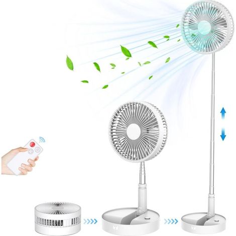 Ventilateur vertical portable à vitesse variable à 4 vitesses avec télécommande, ventilateur de table pliable de 8 pouces, ventilateur de table silencieux de 7 200 mAh (blanc) (1/5)