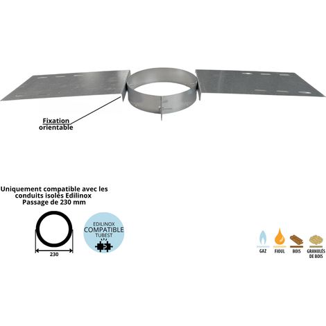 Support au toit conduit double paroi isolé Edilinox - Diamètre 180 mm