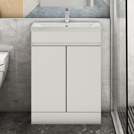 Modern Freestanding Bathroom Sink and Cabinet Vanity Unit Doors - 500mm Matt White
