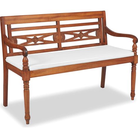 Banc Batavia avec coussins 120 cm Teck vidaXL (1/5)