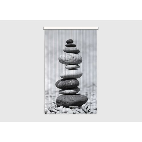 Stones, rideau imprimé pierres empilées façon zen 140x245 cm, 1 pièce (1/5)