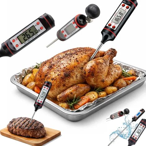 Thermomètre de cuisine électronique avec sonde numérique pour griller le vin, la viande et l'eau. (1/5)