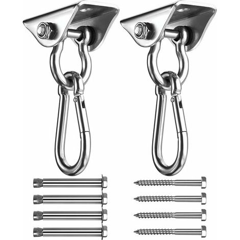 SUS304 Edelstahl Heavy Duty Deckenhaken, Haken zum Aufhängen, 4 Befestigungsschrauben für Betonholz-Sets, Yoga, Hängematte, Hängesessel, Tragfähigkeit bis zu 450 kg (1/5)