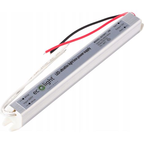 Fuente de alimentación LED delgada para muebles, 12 V, IP20, 24 W, EcoLight.