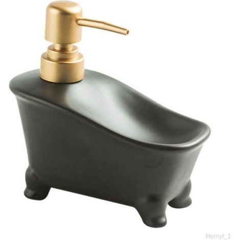 Distributeur De Savon - Céramique - 15 X 15 Cm - Usage Manuel Et Double Fonction - Noir (1/4)