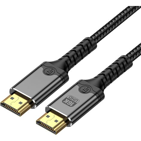 Câble HDMI 2.2 16K 96 Gbit/s Ultra High Speed 16K @60Hz 8K @240Hz 4K @480Hz pour PS5 // TV/Gaming PC/Moniteur/Projecteur (0,5 m)