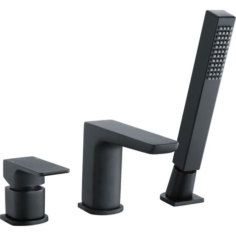 RAK Moon 3-Hole Bath Shower Mixer Tap Deck Mounted - Black