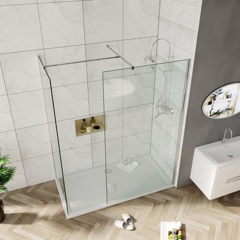 ELEGANT 1000mm Walk in Shower Door with 800mm Side Panel Screen 6mm Water Proof Glass Open Entry Shower Cabin (1/5)