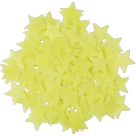 100 stelle fosforescenti a tinta unita, decorazione luminosa per soffitto/parete della cameretta dei bambini, arredamento per camera da letto/cameretta per neonati, giallo (1/5)