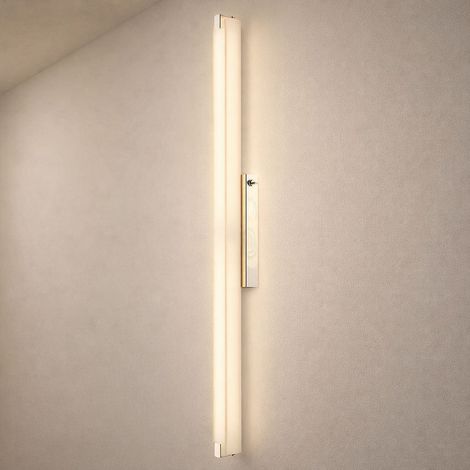 Applique a LED con asta, luce da specchio, lampada da parete cromata, vetro satinato, con interruttore a levetta, 1x 22,5W 1760Lm bianco caldo, L 79 cm