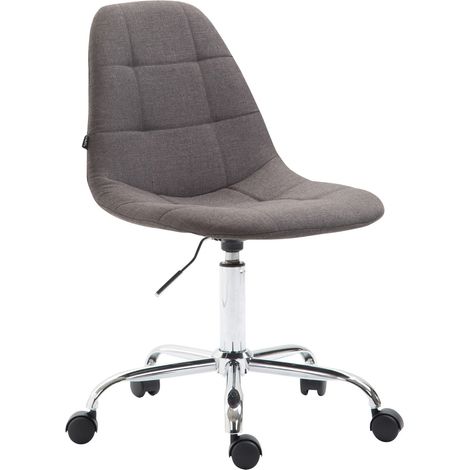 Chaise de bureau tabouret de travail sur roulettes dossier arrondie en tissu gris foncé et métal chromé 100002637 (1/3)