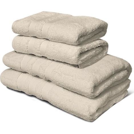 Set da 4 asciugamani LOVELY HOME beige 2 asciugamani da bagno 70x140 cm + 2 asciugamani ospite 50x100 cm in cotone 500 g/m² (1/3)