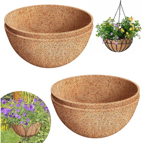 Round Natural Coconut Fiber Liner for Hanging Baskets Basket Replacement Liner for Garden Flowers Flower Pots (4, 14inch) (1/5)