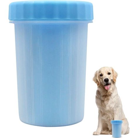 Nettoyeur de pattes pour chien, 1 pièce, en silicone, brosse de nettoyage pour les pattes de chien, gobelet pour le bain, soin des pattes, élimine la saleté et la boue, bleu, grand chien (1/5)