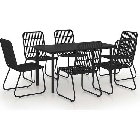 Maison Exclusive - Set da Pranzo da Giardino 7 pz in Polyrattan e Vetro (1/5)