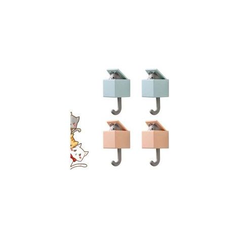 Gancio appendiabiti adesivo creativo, simpatico portachiavi a forma di gatto, gancio da parete pieghevole a forma di gatto, dolce gancio per animali domestici per decorazione - Crezuo (1/4)