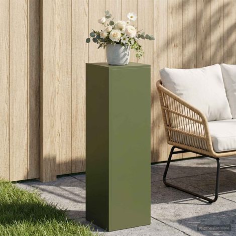 vidaXL Soporte de plantas Verde oliva 30 x 30 x 100 cm Acero oxidado (1/5)
