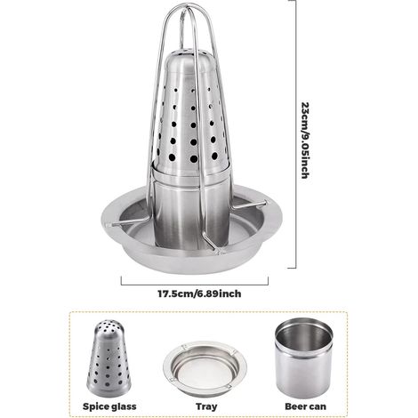 Bière Can Chicken Styre en acier inoxydable Bière peut-être support de poulet pour gril fumeur avec un récipient aromatisant lave-vaisselle accessoires de poulet BBQ Grill, porte-bière, porte-bière-1 (1/5)