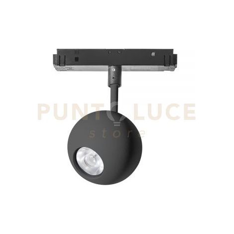 NARDO SP - FARETTO PROIETTORE REGOLABILE NERO TONDO INCASTRO MAGNETICO PER BINARIO 48V 3000K 410LM 8,5W