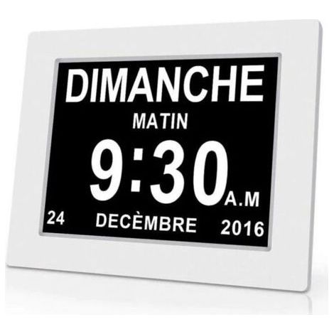 Horloge calendrier numérique One Piece 7 pouces avec date et heure, horloge Alzheimer pour parents, rappel de médicaments pour grands-parents et enfants - Blanc - 20414324mm (1/5)