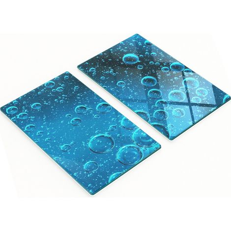 Juego de dos tablas de cocina decorativas de cristal con burbujas de agua, 2 x 30 x 52 cm. (1/5)