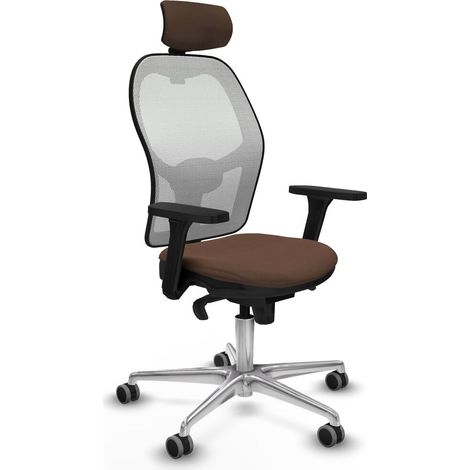 Sedia Ufficio con Poggiatesta Piqueras y Crespo 3D086G2 Bianco Marrone scuro (1/5)