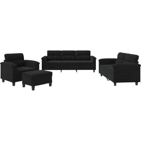 Maison Exclusive - Ensemble de canapés 4 pcs avec coussins noir tissu microfibre