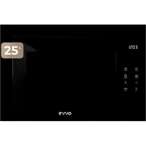 EVVO Microondas Integrable Mi45 Glass Bl - Horno Microondas Grill, 1200W, 25L Capacidad, 8 Funciones, Acero Inoxidable, Display (1/5)