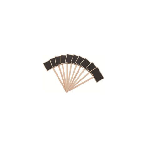Etichette per piante, set da 36, etichette adesive, con lavagna, in legno, 7,5550,25 cm, naturale/nero - Crezuo