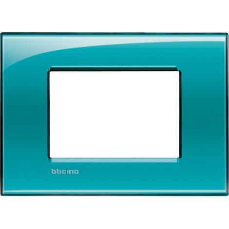 Placca 3 posti quadra verde deep LivingLight Bticino LNA4803VD