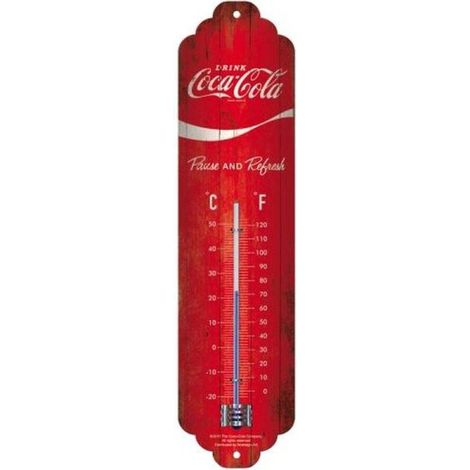 Thermomètre en métal Pub 28 x 6.5 cm Coca Cola Logo rouge (1/4)
