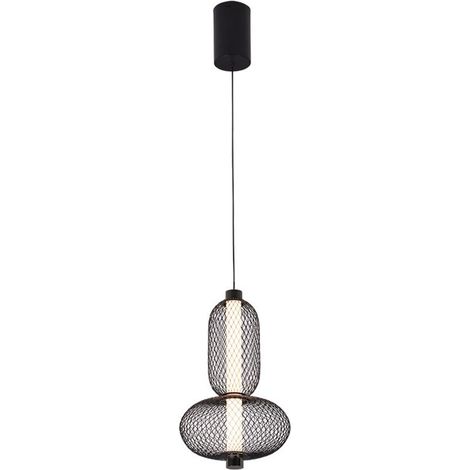 Lampada a sospensione Mimosa, nera, 9W, 4000K, 990lm, dimmerabile, 22x22cm (1/2)