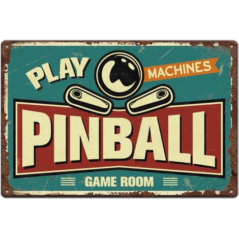 Plaque Metal Vintage Pour Salle De Jeux Plaque Vintage Metal Pour Salle De Jeux Pinball Machines Man Cave Plaque Decorative Metal En Fer Poster Aluminium à L'Ancienne Panneau (1/5)