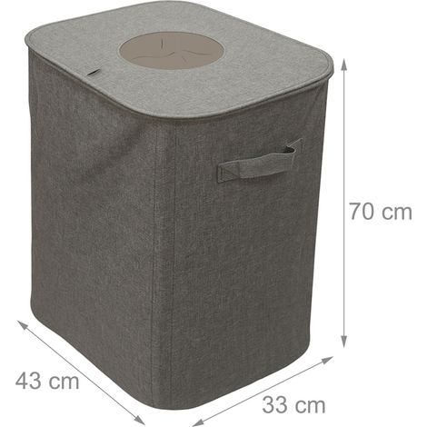Contenedor de recogida de 100 litros almacenamiento práctico oficina cocina 70 x 43 x 33 cm de poliéster gris 130017923 (1/2)