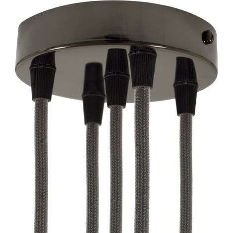 creative cables Kit rosone cilindrico in Metallo a 5 Fori - Conico, Nero Perla