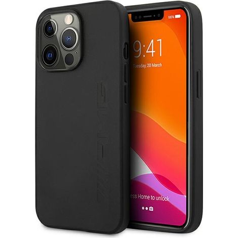Funda rígida de cuero AMG AMHCP13LDOLBK para iPhone 13 Pro / 136,1 pulgadas, color negro/negro, con estampado en caliente. (1/5)