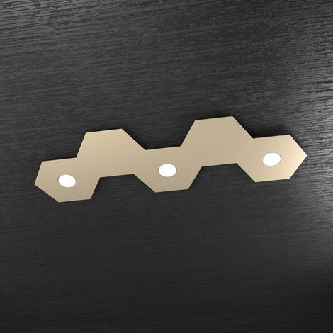Plafoniera Moderna 5 Moduli Hexagon Metallo Sabbia 3 Luci Led 12X3W (1/5)
