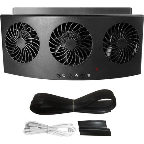 Auto-Solarventilator, Sommerkühler, Mini-Abluftventilator mit 3 Luftauslässen, Schwarz