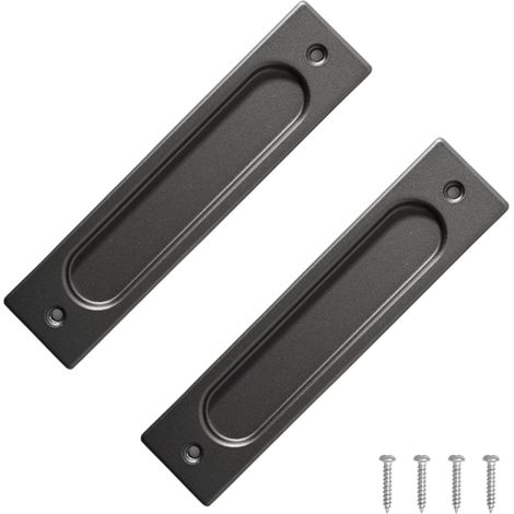 Lot de 2 poignées de porte coulissantes à vis - Style minimaliste - Ouvertures latérales intégrées - En alliage d'aluminium - Pour portes coulissantes, armoires, tiroirs - 149 mm (Style 3) (1/5)