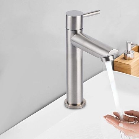 Grifo de inodoro - Solo agua fría - Acero inoxidable - Accionamiento por palanca - Grifo de lavabo (1/5)