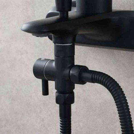 Vanne d'arrêt 3 voies en laiton, raccord G 1/2, robinet d'arrêt pour douchette et douche de salle de bain, couleur noire, accessoire de fabrication maison (1/5)