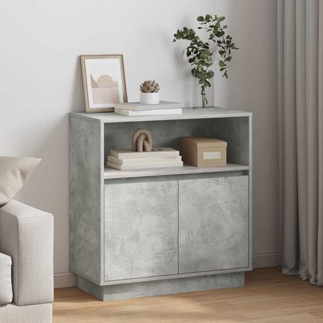 Buffet avec LED-Meuble de rangement à LED Gris béton 71 x 34.5 x 75 cm Bois d'ingénierie 936840 (1/5)