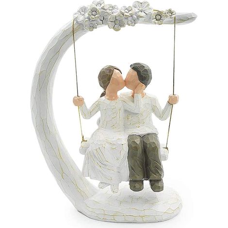 28 cm große Paarfigur aus Kunstharz – Geschenk zum Hochzeitstag – Liebesfiguren, minimalistische Dekoration