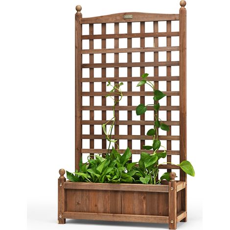 Fioriera con traliccio 63,5 x 28 x 122 cm ampio spazio per piantare design da esterno legno marrone scuro 200012197