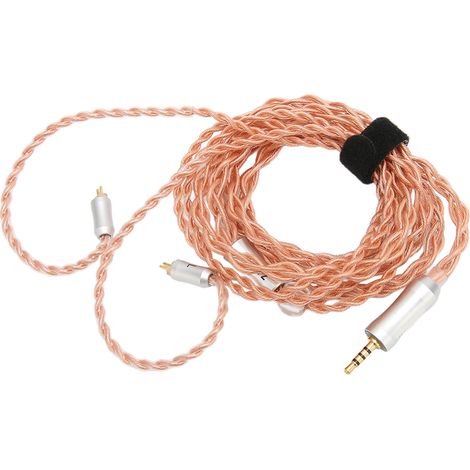Câble de rechange pour écouteurs 4 conducteurs, connecteur 2.5mm, broches 0.78mm, gainé argent, longueur 1.2m (1/5)