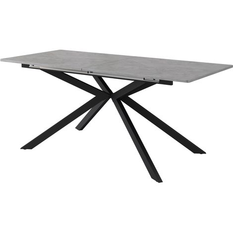 Mesa de comedor extensible HOMVRA 180 x 70 x 75,5 cm MDF y metal negro y gris efecto cemento (1/5)