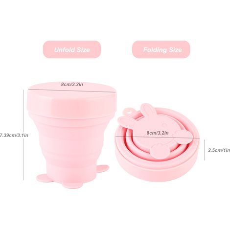 Gobelet pliable portable en silicone rose de 170 ml, idéal pour les voyages, le camping et les pique-niques. Parfait pour le camping et les pique-niques. (1/5)